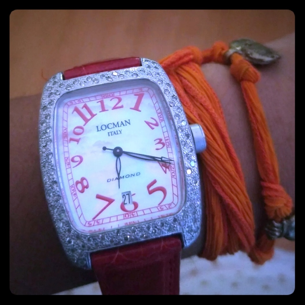 Locman tonneau diamond watch mother of pearl